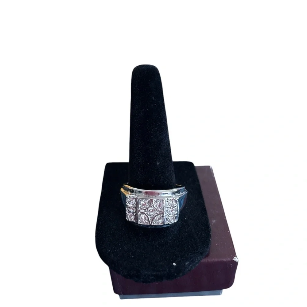 Men’s Seta 18KT White Gold Cubic Zirconia Wedding Band Sz 10 With Box Pre-Loved - Picture 3 of 6